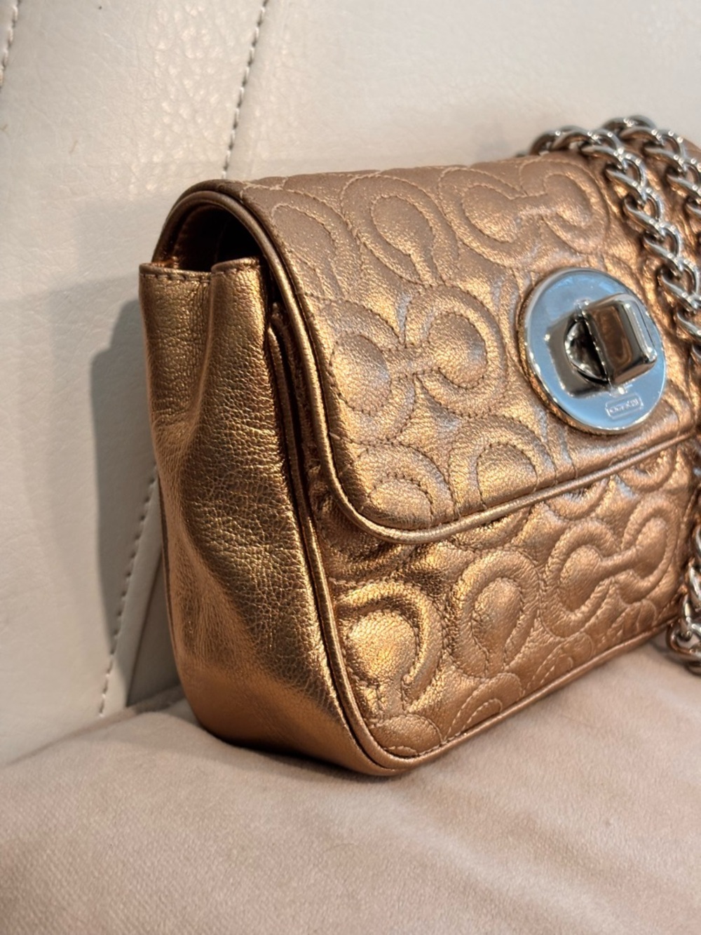 COACH Madison Metallic Leather Chain Mini Bag (Style #42727) - Picture 5 of 16